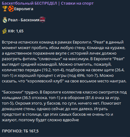 Баскетбольный БЕСПРЕДЕЛ — оценка проходимости прогнозов, отзывы