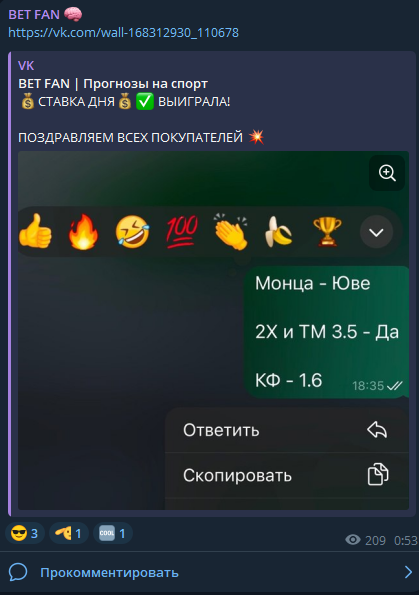 BET FAN — реальные отзывы о капперском проекте в Телеграмм