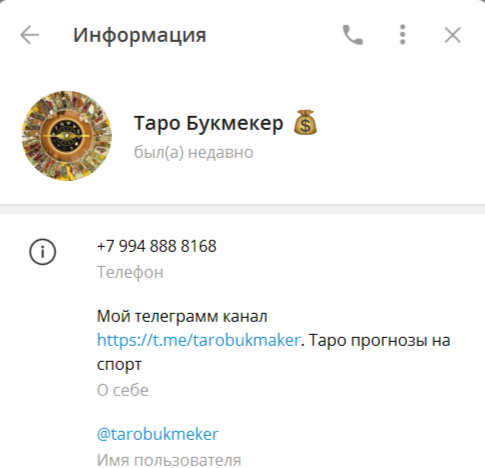 Канал «Таро Букмекер» в Телеграм — проект о ставках на спорт, отзывы