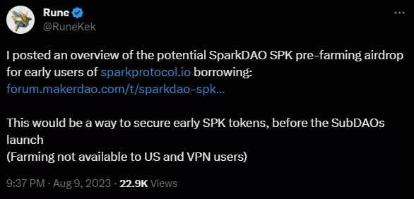 Основатель MakerDAO анонсировал аирдроп Spark Protocol