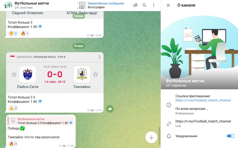 Телеграм-канал с прогнозами Футбольные матчи: обзор, отзывы